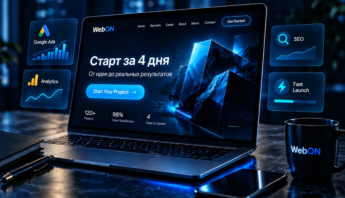 WebON: ноутбук, Google Ads, аналитика и SEO